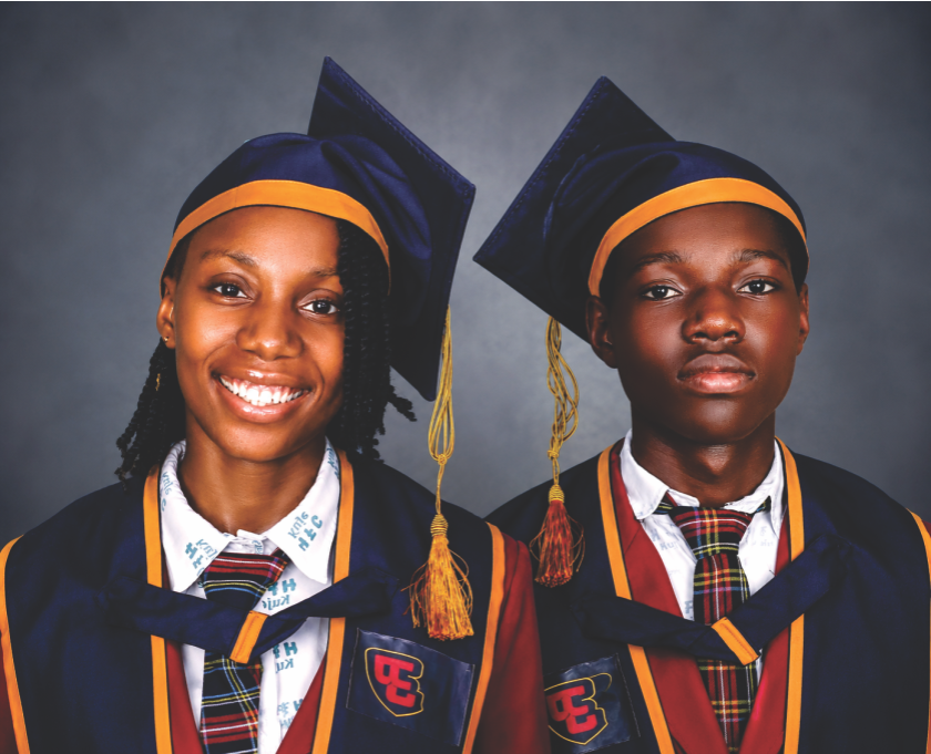 Head Boy and Head Girl of Holy Family College, Kuje in graduation regalia